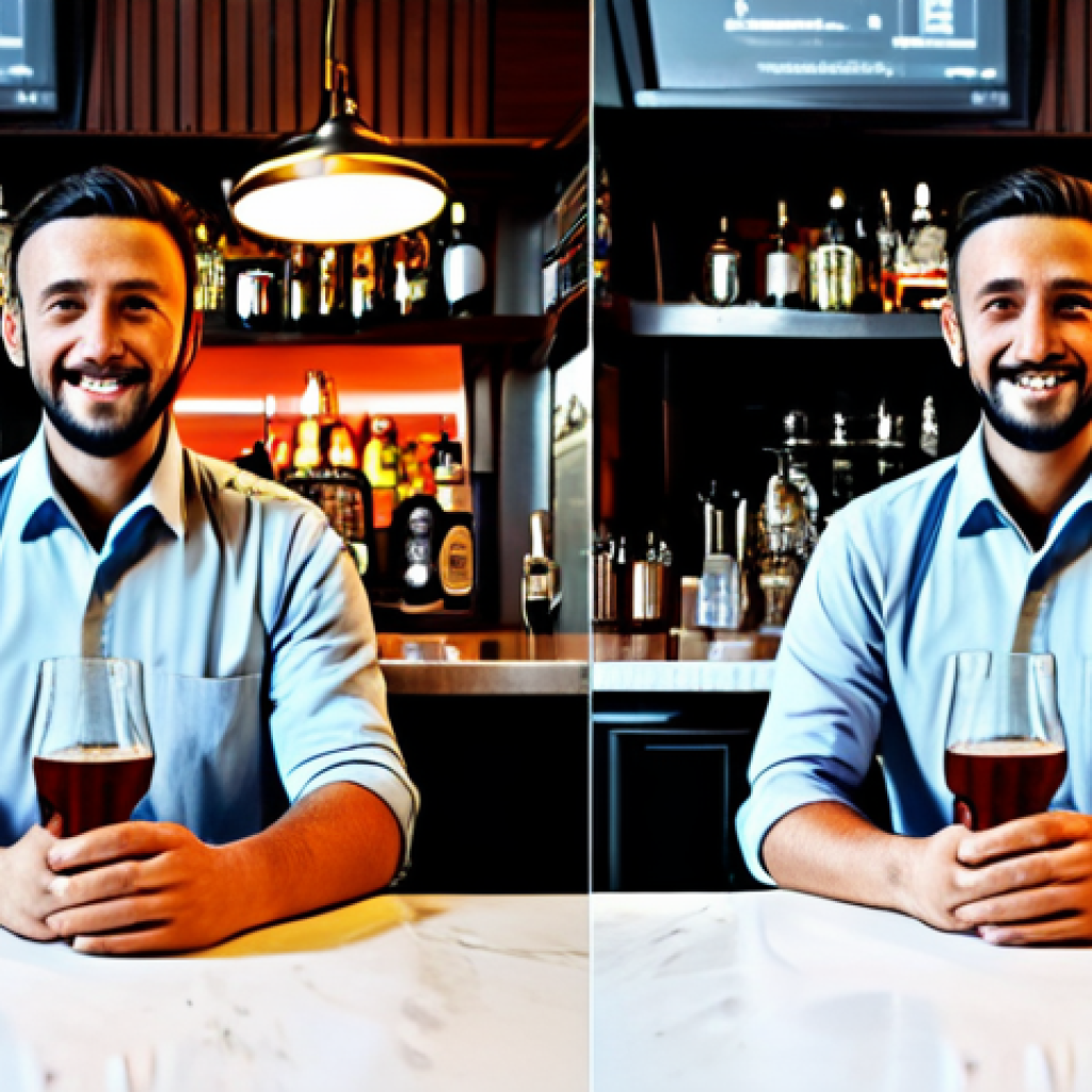 Here are two image prompts for Stable Diffusion XL, designed to generate professional and safe images based on the provided text about a bartender: