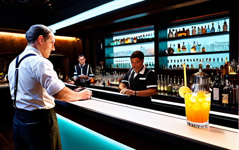 바텐더와 관련된 업계 행사 소개 - Cocktail Competition**

"A brightly lit cocktail competition stage, a fully clothed professional bar...