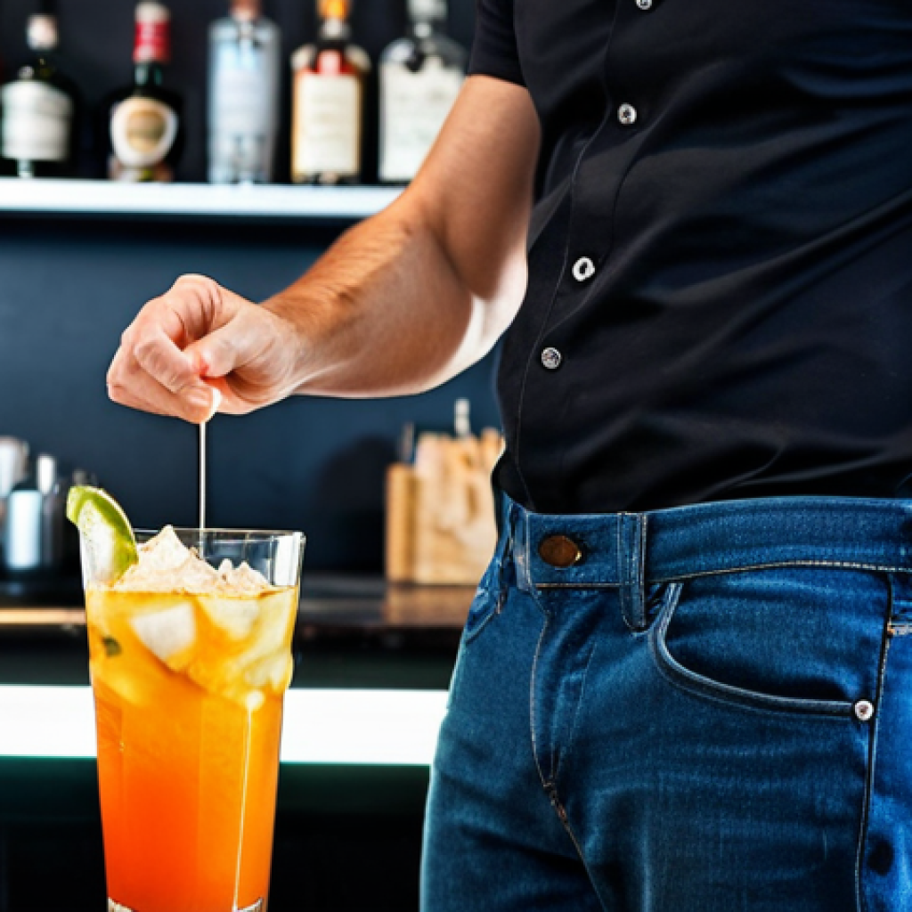 바텐더로 성공적인 경력 전환 - Bartender Training Session**

A focused individual in a fully clothed, modest outfit (e.g., jeans an...