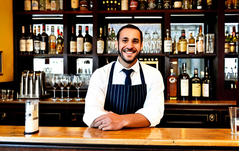 바텐더로 성공적인 경력 전환 - Bartender Training Session**

A focused individual in a fully clothed, modest outfit (e.g., jeans an...