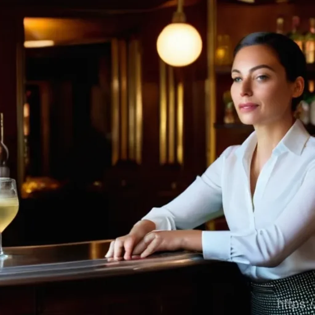 바텐더로서의 스트레스 관리 방법 - **Prompt:** A skilled female bartender, dressed in a stylish, well-fitted uniform (including a crisp...