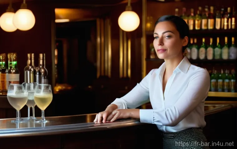 바텐더로서의 스트레스 관리 방법 - **Prompt:** A skilled female bartender, dressed in a stylish, well-fitted uniform (including a crisp...