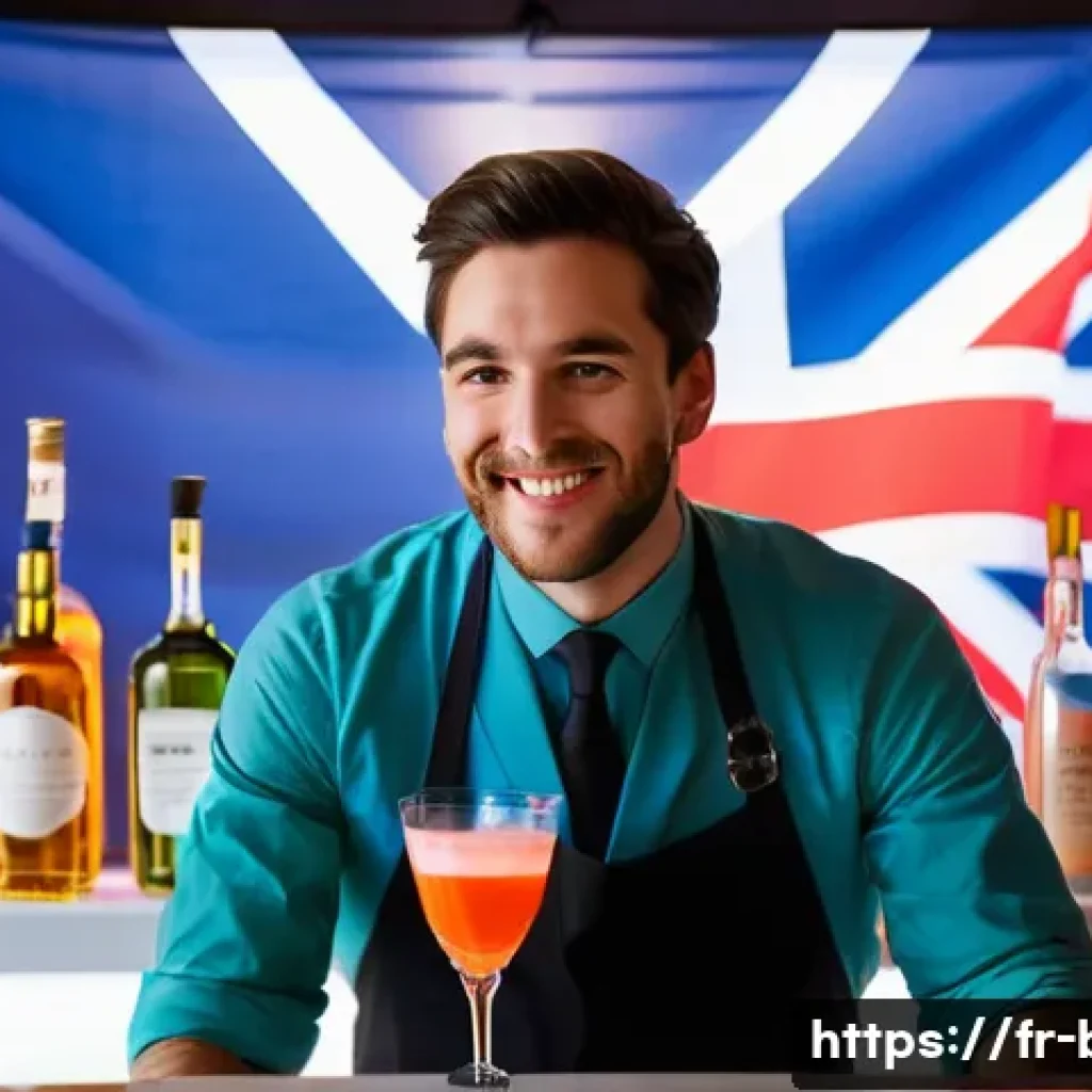 바텐더로서의 글로벌 네트워크 형성 - A vibrant international bartending festival scene set in a stylish London venue, featuring bartender...